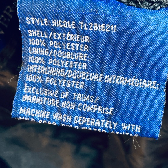 Mid Length Black Lined Coat Women XL Removable Faux Fur Collar Multiple Pockets - Picture 7 of 14